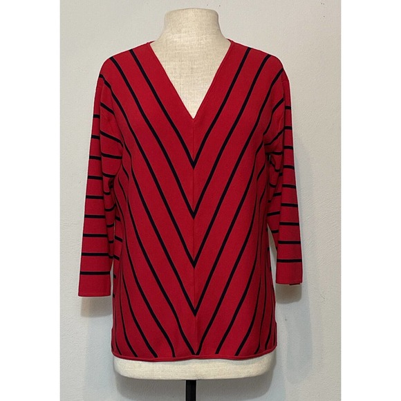 Talbots Sweaters - TALBOTS Women’s L Red Black Sweater Viscose Nylon